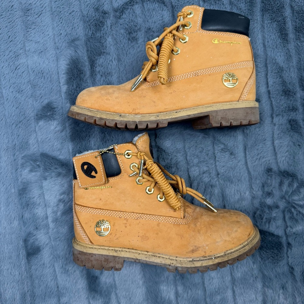 Timberland x Champion 6 Inch Wheat Boots Fleece Lined A1UCU Mens 5.5